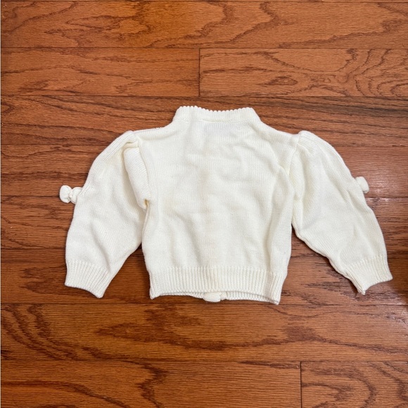 Vintage Little Diamonds Bow Button Up Cardigan Sweater Size 12 Months Baby Girl - Picture 4 of 4